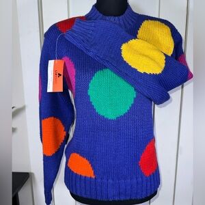 VINTAGE NWT Colorful Polka Dot Sweater 0046